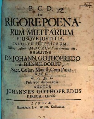 De rigore poenarum militarium eiusque iustitia