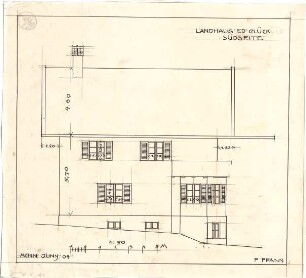 Pfann, Paul; Landhaus Zollinspektor Ed. Glück - Südseite (Aufriss)