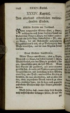 XXXIV. Kapitel. Von allerhand erdenklichen wohlriechenden Sachen.
