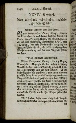 XXXIV. Kapitel. Von allerhand erdenklichen wohlriechenden Sachen.