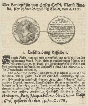 Bildnis von Maria Amalia, Landgräfin von Hessen-Cassel