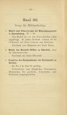 Saal 30. Sorge für Hilfsbedürftige