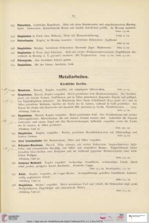 Metallarbeiten (Nr. 940-1446)