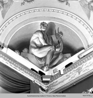 Decken- und Wandmalerei : Mythologische Figuren und Tugenden : Apollo