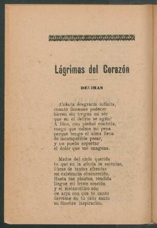 Lágrimas del corazón : Décimas