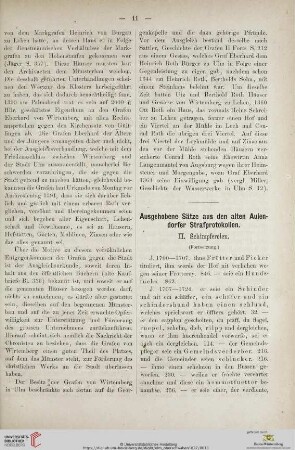 Ausgehobene Sätze aus den alten Aulendorfer Strafprotokollen, II