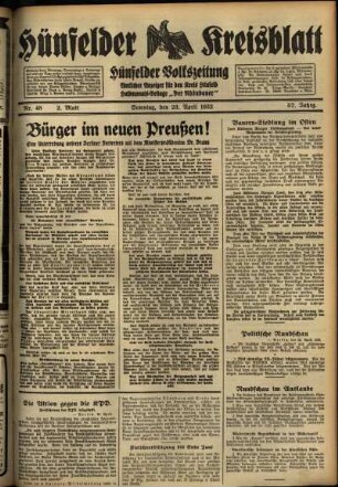 Zweite Ausgabe vom Samstag, den 23. April 1932.