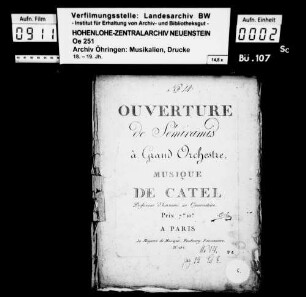 Catel, Ouverture de Sémiramis à grand orchestre, Paris, Magasin de Musique.