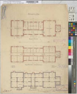 Stationsgebäude zu Kray: Grundrisse, M. 1:100 [zum Erläuterungsbericht vom 16.8.1875] Hge, Sknr.: 5, Fanr.: 7, Bunr.: 1