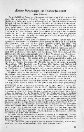 Schlees Beziehungen zur Diakonissenanstalt