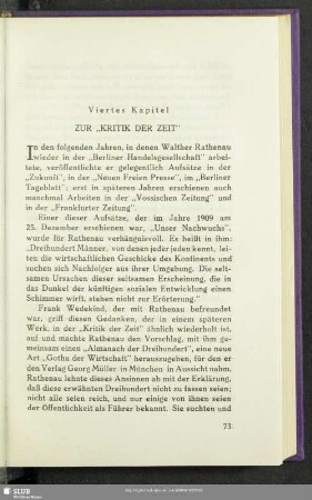 Viertes Kapitel: Zur "Kritik Der Zeit"