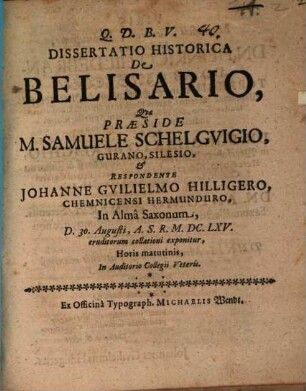 Diss. hist. de Belisario