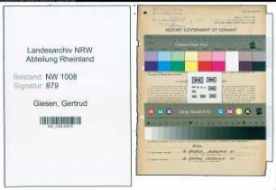 Entnazifizierung Gertrud Giesen , geb. 02.02.1920 ()