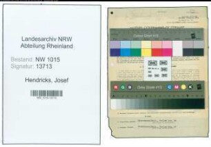 Entnazifizierung Josef Hendricks , geb. 06.07.1912 (Feuerwehrmann)