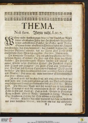 Thema: Noli flere. Weyne nicht. Luc. 7.