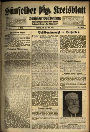 Erste Ausgabe vom Samstag, den 16. Mai 1931.