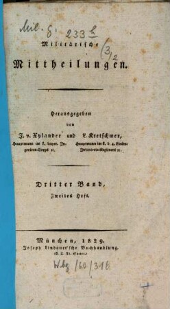 Militärische Mittheilungen. 3,2. 1829
