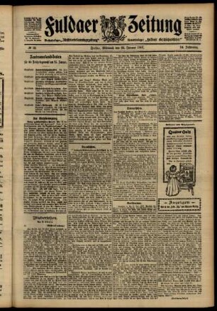 Zweite Ausgabe vom Mittwoch, den 23. Januar 1907.