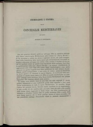 Enumerazione e Sinonimia Delle Conchiglie Mediterranee