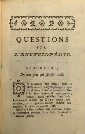 Questions Sur L'Encyclopédie. 2