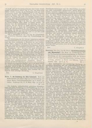 37-38 [Rezension] Duhm, Bernhard, Die Entstehung des Alten Testaments. Rede