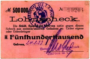 Geldschein / Notgeld, 500.000 Mark, 24.8.1923