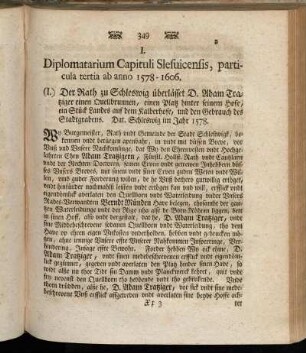 I. Diplomatarium Capituli Slesvicensis,[...]