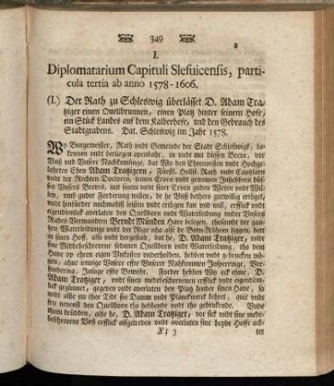 I. Diplomatarium Capituli Slesvicensis,[...]