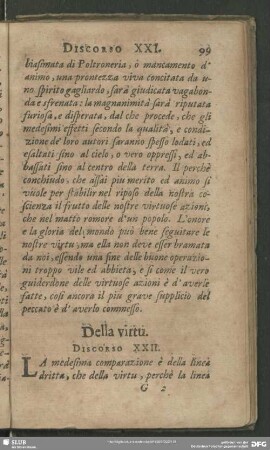 Della virtu. Discorso XXII.