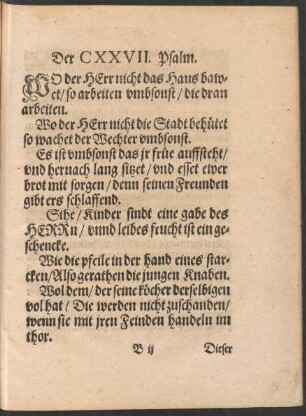 Der CXXVII. Psalm.