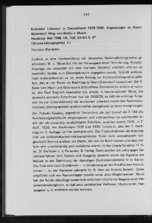 Erotische Literatur in Deutschland 1928-1936.