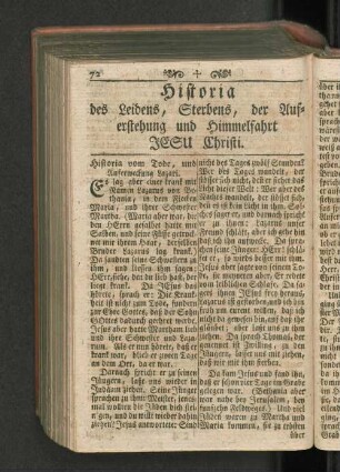 Historia des Leidens, Sterbens, der Auferstehung und Himmelfahrt JESU Christi.