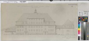 Rüthen (Rüthen) Staatliche Aufbauschule für Jungen Nordwestansicht 1955 1 : 100 41 x 84,5 Pause Staatshochbauamt Soest
