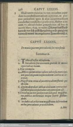 Caput LXXXVII. De municipiorum iure talionis seu retorsionis