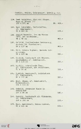 Gemälde, Stiche, Zeichnungen, Scheiben etc. (Nr. 134-201)