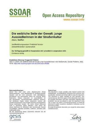 Die weibliche Seite der Gewalt: junge Aussiedlerinnen in der Straßenkultur