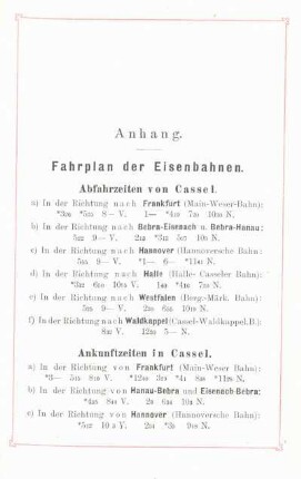 Fahrplan der Eisenbahnen.