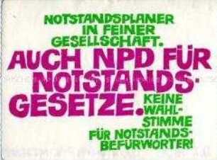 Aufkleber gegen die Notstandsgesetze