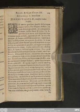 Epistola I. Bruxellam. Ioanni Villelae, Consilii Indici Praesidi.