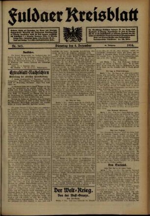 Ausgabe vom Dienstag, den 08. Dezember 1914.