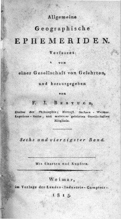 1815: Allgemeine geographische Ephemeriden