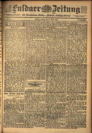 Erste Ausgabe vom Freitag, den 25. April 1902.