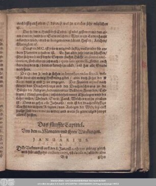 Das fünffte Capittel. Von den 12. Monaten und ihren Wirckungen.