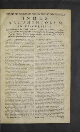 Index Argumentorum in Discursibus.