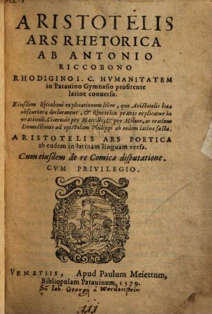 Aristotelis Ars Rhetorica