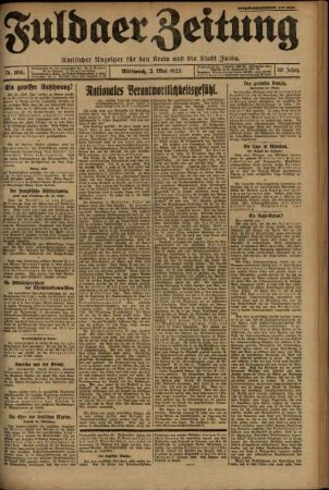 Ausgabe vom Mittwoch, den 02. Mai 1923.