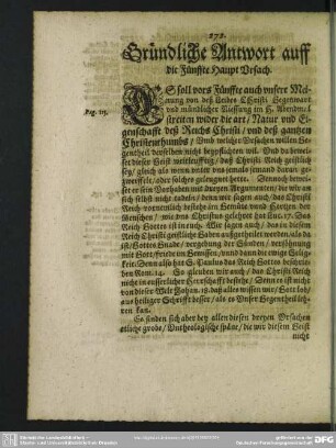 Gründliche Antwort auff die Fünffte Haupt Ursach