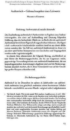 Authentisch - Gebrauchsaspekte eines Leitworts