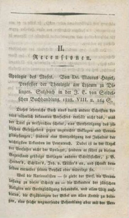 521-539 [Rezension] Hagel, Maurus, Apologie des Moses