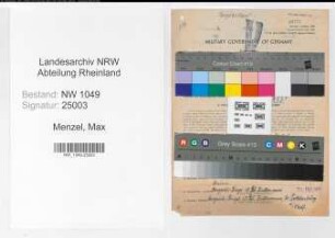 Entnazifizierung Max Menzel , geb. 13.07.1892 (Zollbeamter)